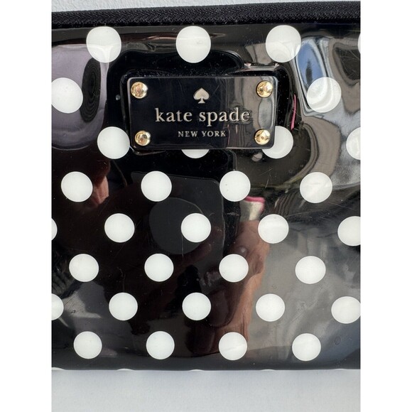 Kate Spade New York Tablet Case Travel Bag Black And White Polka Dot - Picture 3 of 6